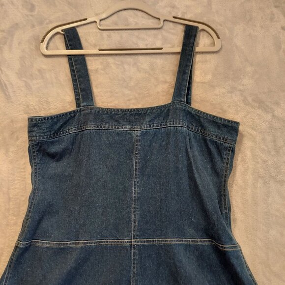 Roamans blue jean Dress size 14p Maxi denim jean fray hem ruffle zip 2 pockets - Picture 12 of 16